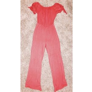 Maroon/pink off the shoulder jumpsuit
